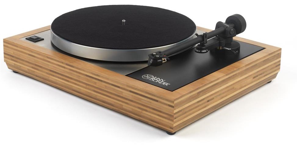 Linn Sondek LP12 fitted with a natural bamboo Booplinth